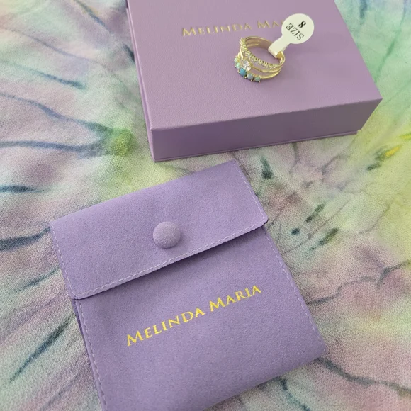 NWT Melinda Maria "She's So Stacked" Gold and Opal Ring Set - Picture 3 of 3